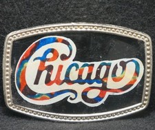 XC01128 VINTAGE 1970s CHICAGO ROCK BAND MUSIC PERFORMERS MENS BELT BUCKLE