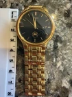 Vintage Seiko Motorola Gold Tone Watch Black Dial Date Needs Battery