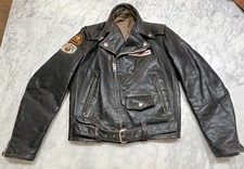 Vintage 40s 50s Front Quarter HORSEHIDE Leather Motorcycle Biker Jacket Small
