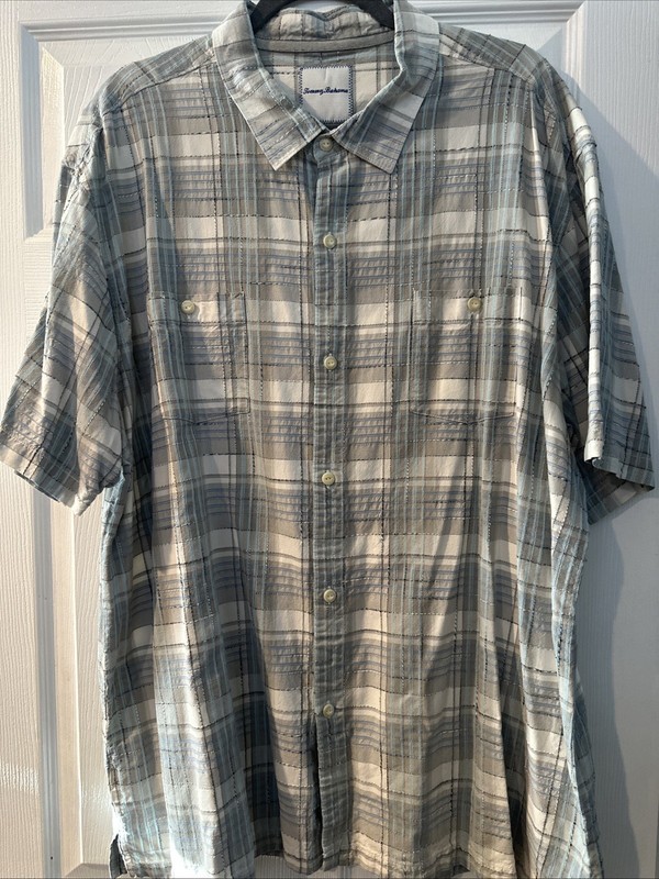 Tommy Bahama Men’s Size 3XL Plaid Collar Short Sleeve W/ Pockets!