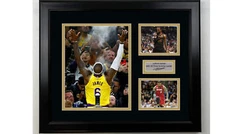 Framed LeBron James NBA Record Facsimile Signature Collage