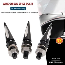 Black CNC Spike Windshield Bolts For Harley Electra Tri Glide FLHT FLHX FLHTC