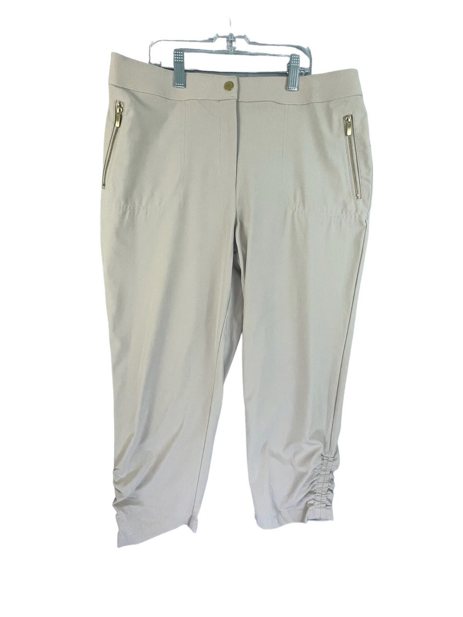 Zenergy by Chico's Size 1 US 8 Beige Pants Cropped Zip Pockets
