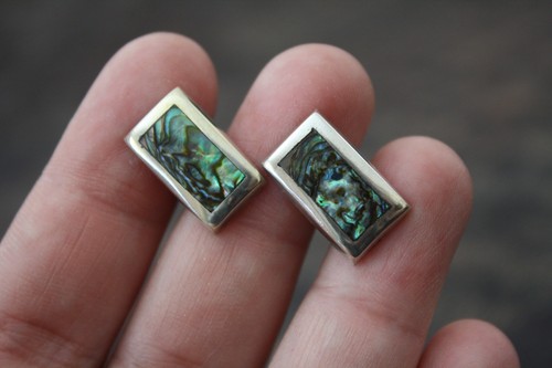 925 Sterling Silber Adler Mark 3 MSA TAXCO zierliche Abalone Inlay Manschettenknöpfe 6,7 g - Bild 5 von 6
