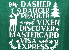 Funny Reindeer Christmas T Shirt Women Short Sleeves Sz S NWOT Green Graphic Tee