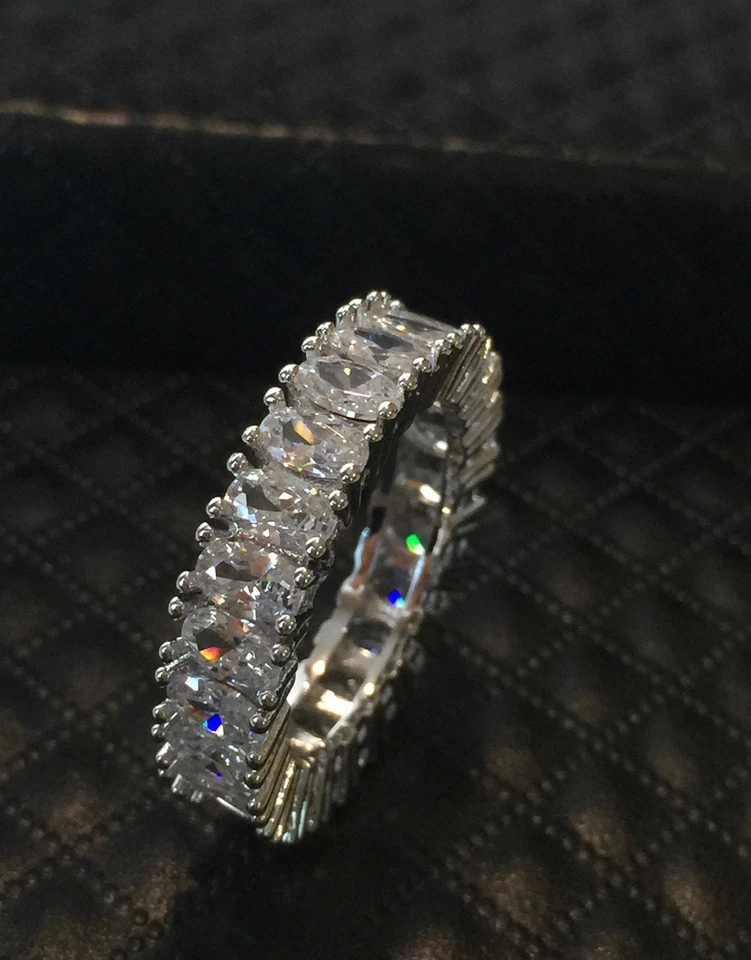 18k White Gold Plated Eternity Ring made w/Swarovski Crystal Anniversary Band - Image 3 of 4