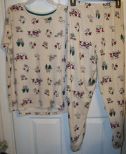 Secret Treasures Go Camping Long 2 Piece Pajama PJ Set Womens Medium 8 10 NWT