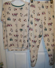 Secret Treasures Go Camping Long 2 Piece Pajama PJ Set Womens Medium 8  10 NWT