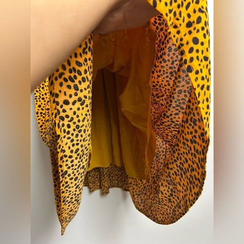 Reborn J Midi Dress Sz XL Cheetah V-Neck Feminine Old Money Flowy Casual Mustard - Picture 7 of 15