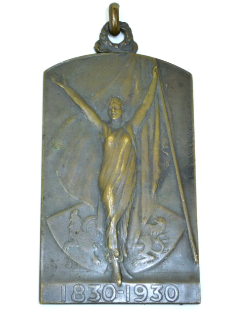 Bronze Plaque Pendant 1930 Association Catholique Arrondissement Bruxelles