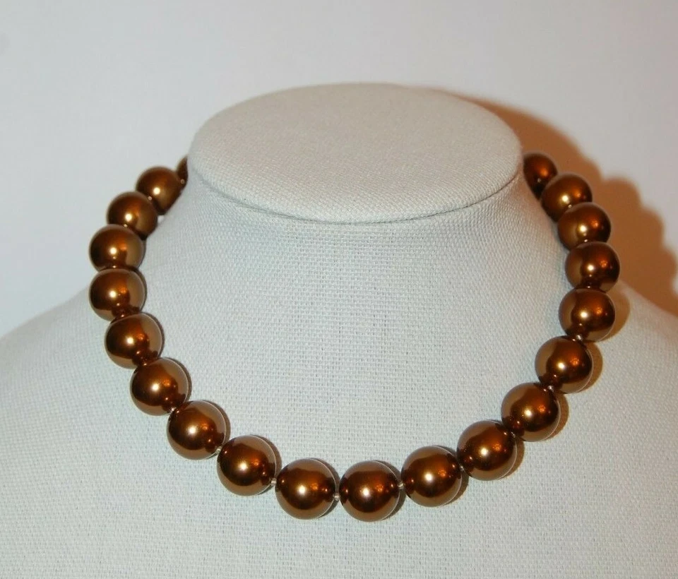 ELEGANTE COLLAR GARGANTILLA DE COLECCIÓN CAROLEE COUTURE GRANDE AUDAZ BRONCE DORADO IMITACIÓN PERLAS Foto 3 de 4