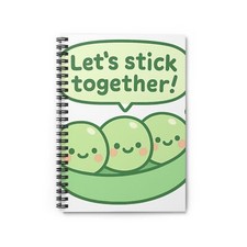 Spiral Notebook Student Journal Kawaii Peapod  Let  s Stick Together  