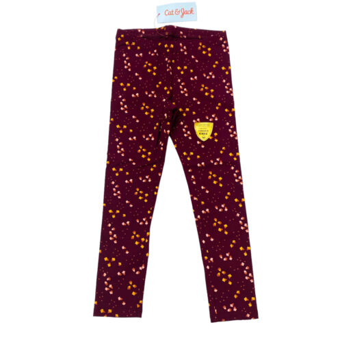 Cat & Jack Toddler Girls Size 4T Pull On Leggings Burgundy Ditsy Floral - Picture 2 of 5