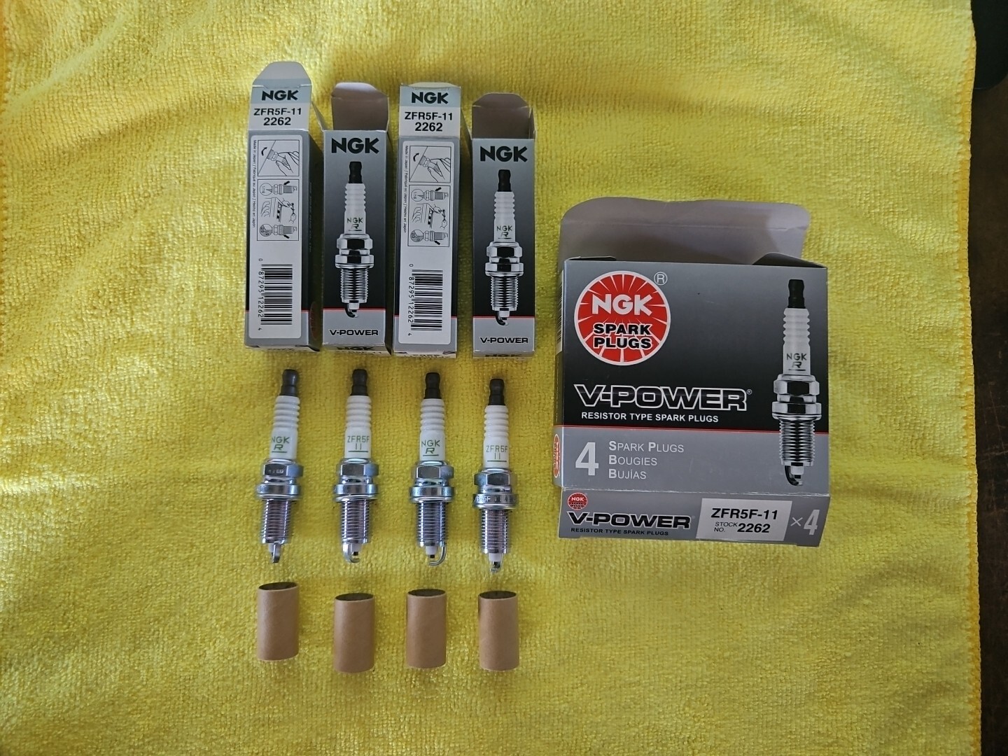 NGK V-Power Resistor Type Spark Plugs Pack of 4 Stock No 2262 ZFR5F-11