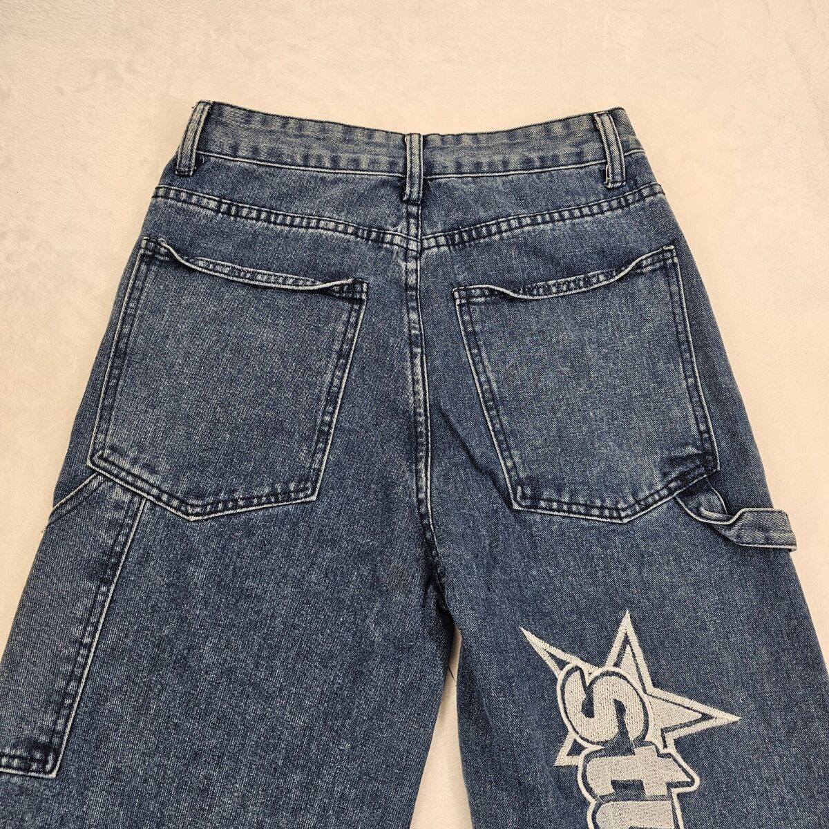Mens One Danger Carpenter Studied Baggy Jeans Hip Hop Y2K Mens One Danger Carpenter Studied Baggy Jeans Hip Hop Y2K