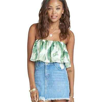Show Me Your Mumu New!! Brit Brit top Green Leaf Print Ruffle Summer Small