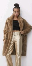 Pull And Bear Fur Coat Tan Size S