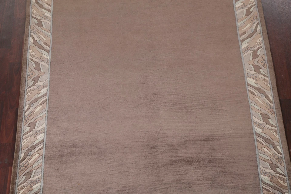 Bordered Nepal Tibetan Hand-knotted Oriental Area Rug Wool Home Decor 6x8 Carpet - Image 3 of 4