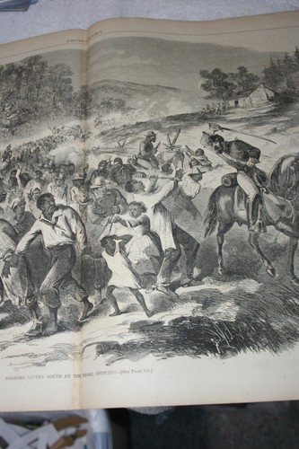 Harper's Weekly 9/8/1862 Negros conducidos hacia el sur por oficiales rebeldes dibujo de 2 páginas - Imagen 4 de 8