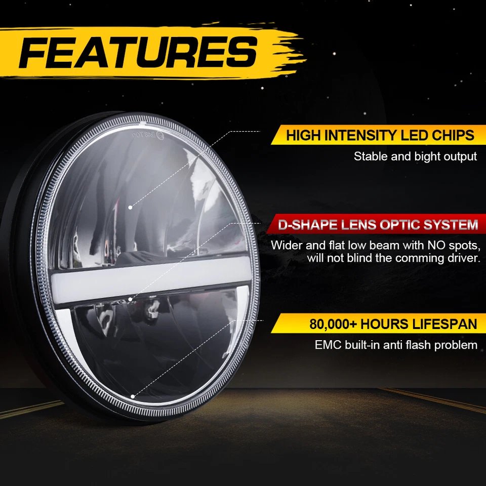 Par más brillante de faros LED halo redondos de 7 pulgadas DRL giro para Chevrolet Bel Air Foto 2 de 4