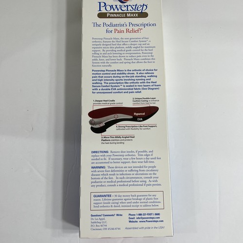 Powerstep Pinnacle Maxx Full Length Insoles Arch Supports Orthotics M3-3.5/W5-5. - Picture 2 of 2