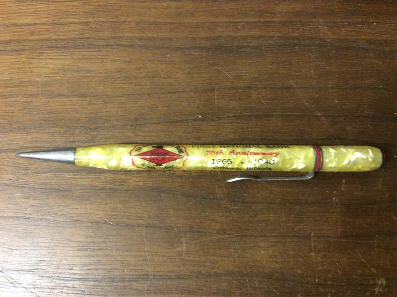 Vintage Mechanical Pencil From The First National Bank In Ottawa, Illonois Nice
