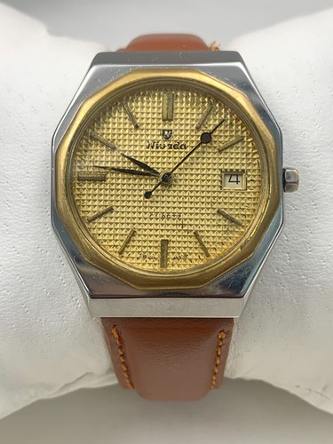 1970's Vintage Nivada Watch Date Men's 35mm Gents Rare Swiss Made Gold toned - Picture 6 of 20