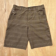 HURLEY Men s Brown Plaid Flat Front Bermuda Shorts sz 32