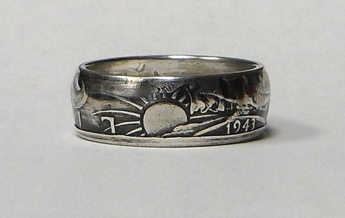 Anillo de monedas hecho de 1943 Silver Walking Liberty medio dólar en talla 9-14 - Imagen 4 de 5