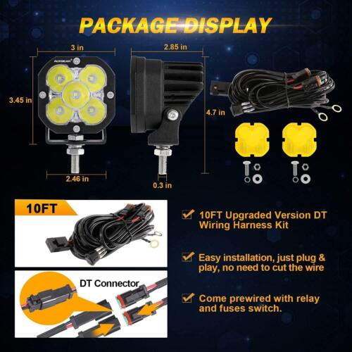 Auxbeam X-PRO SERIES 3" 40W LED Pods Cube 4800LM White And Yellow Fog Lights - Foto 3 di 12