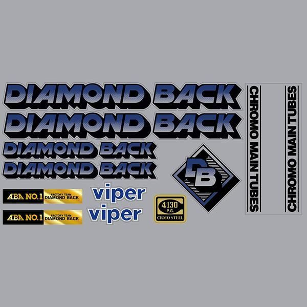 Diamond Back - 1984 VIPER - BLUE - on CLEAR decal set - Old school bmx