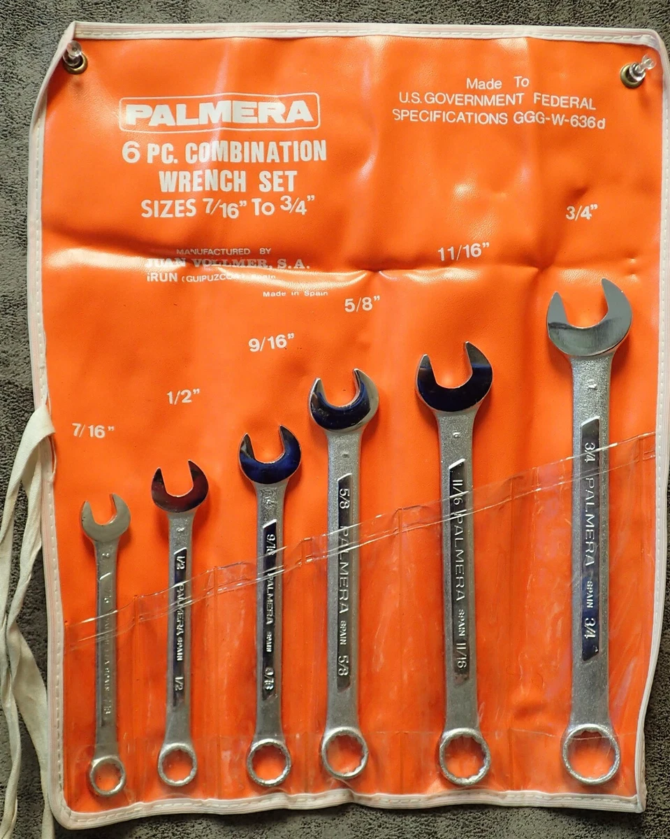 6 piece Palmera SAE Combination 12pt Wrench Set 7 16 Through 3 4