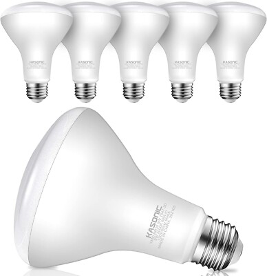 6 Pack BR30 LED Bulb ,9W 680 Lumens 3000K Warm White Dimmable E26 Base UL Listed