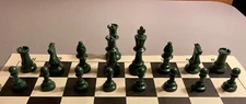 Basic Club 17 Piece Half Chess Set Dark Green 2 Queens