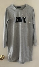 Almost Famous Jrs Large Gray Stud Iconic Graphic Long Sleeve Sweatshirt Dress