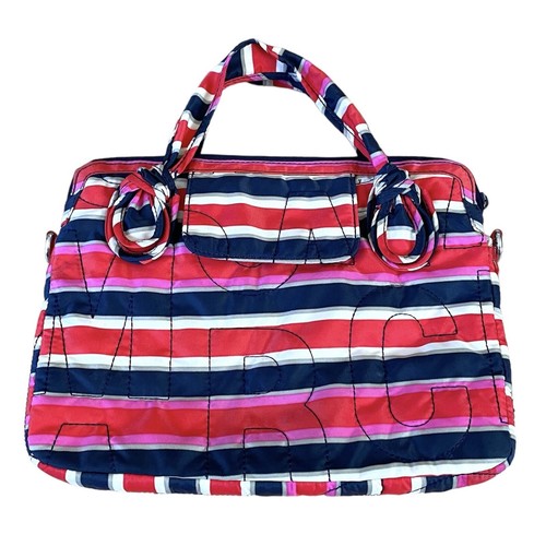 Marc Jacobs Red Navy Blue Multicolor Striped Quilted Laptop Bag Case Nylon 14” - Picture 2 of 13