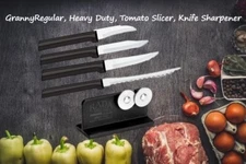 Rada 5 pc Set Granny,Regular,Heavy Duty,Tomato Slicer,Knife Sharpener (Blk Hndl)