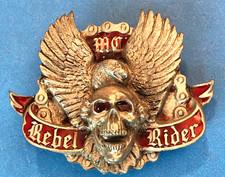 REBEL BELT BUCKLE SKULL WINGS SKELETON HARLEY DAVIDSON KAWASAKI HONDA YAMAHA