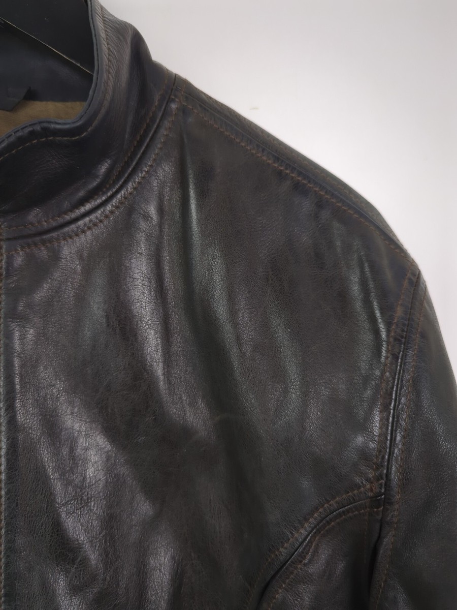 BELSTAFF GOLD LABEL Men's Sz XL Dark Gray Leather Moto Cafe Racer