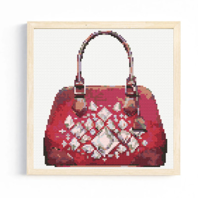 Große rote Handtasche Kreuzstichmuster/Diagramm, Accessoires 