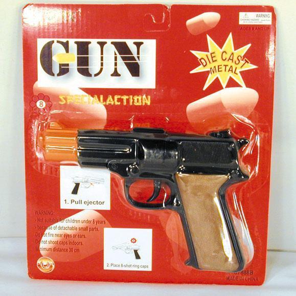 new DIE CAST 45 MAGNUM 8 SHOT BLACK METAL CAP GUN toy guns pistol shooter  new