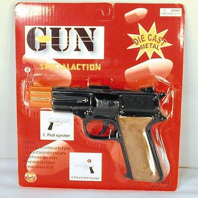 new DIE CAST 45 MAGNUM 8 SHOT BLACK METAL CAP GUN toy guns pistol shooter  new