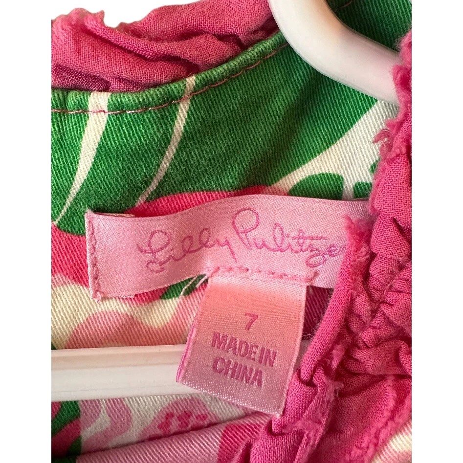 Vestido recto para niña LILLY PULITZER How About Them Manzanas JOVEN TALLA 7 rosa verde Foto 4 de 4