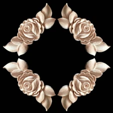 4Pcs Wood Carved Flower Onlay Furniture Applique Decal Figurine Unpainted Decor