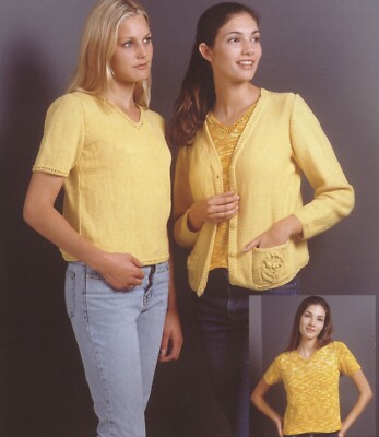 Naturally Hand Knit Yarns Knitting Pattern C223 Twinset Top & Cardigan 30''-40''