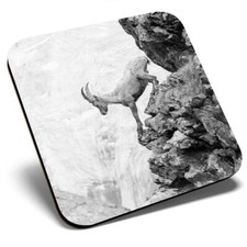 Square Single Coaster bw - Alpine Goat Zermatt Switzerland  #37434