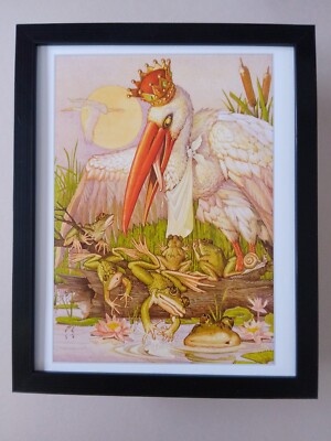 Aesop's Fables Druck ''Frogs Who Desired A King'' GERAHMT