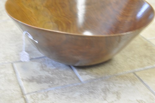 17 Inch Walnut Hand Turned Handmade Bowl with Turquoise Inlay Wooden Bowl - Picture 6 of 10