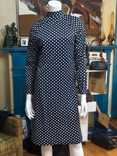 Vintage Polka Dot Dress Size M Blue