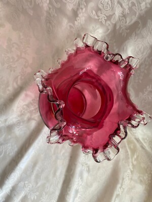 ヴィンテージ メアリー グレゴリー フェントン クランベリーガラス 花瓶 ヴィンテージ メアリー グレゴリー フェントン クランベリー